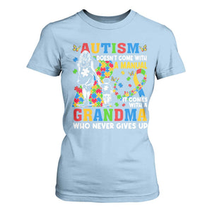 Autism Grandma T Shirt For Women Autism Doesn't Come With A Manual It Comes With A Grandma TS11 Light Blue Print Your Wear
