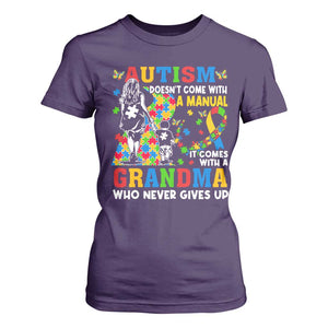 Autism Grandma T Shirt For Women Autism Doesn't Come With A Manual It Comes With A Grandma TS11 Purple Print Your Wear