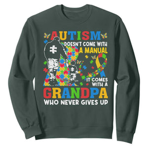 Autism Grandpa Sweatshirt Autism Doesn't Come With A Manual It Comes With A Grandpa TS11 Dark Forest Green Print Your Wear