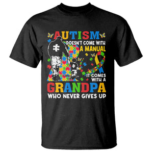 Autism Grandpa T Shirt Autism Doesn't Come With A Manual It Comes With A Grandpa TS11 Black Print Your Wear