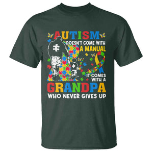 Autism Grandpa T Shirt Autism Doesn't Come With A Manual It Comes With A Grandpa TS11 Dark Forest Green Print Your Wear
