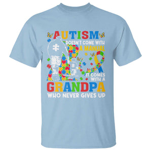 Autism Grandpa T Shirt Autism Doesn't Come With A Manual It Comes With A Grandpa TS11 Light Blue Print Your Wear
