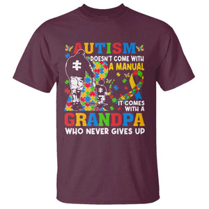 Autism Grandpa T Shirt Autism Doesn't Come With A Manual It Comes With A Grandpa TS11 Maroon Print Your Wear