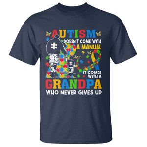 Autism Grandpa T Shirt Autism Doesn't Come With A Manual It Comes With A Grandpa TS11 Navy Print Your Wear