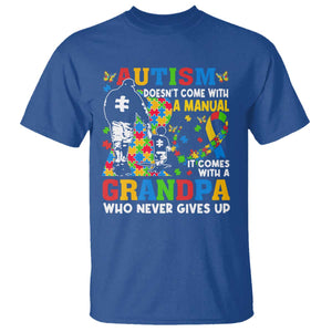 Autism Grandpa T Shirt Autism Doesn't Come With A Manual It Comes With A Grandpa TS11 Royal Blue Print Your Wear