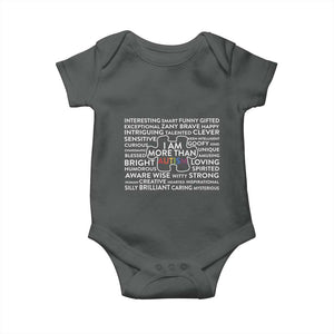 Autism Awareness Baby Onesie I Am More Than Autism Puzzle Piece TS11 Dark Heather Print Your Wear