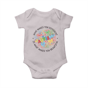 Funny Autism Awareness What Makes You Different Is What Makes You Beautiful Baby Onesie Coquette Puzzle TS11 Ice Gray Print Your Wear