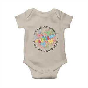 Funny Autism Awareness What Makes You Different Is What Makes You Beautiful Baby Onesie Coquette Puzzle TS11 Sand Print Your Wear