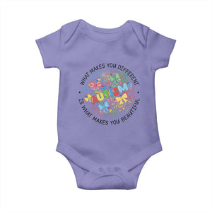 Funny Autism Awareness What Makes You Different Is What Makes You Beautiful Baby Onesie Coquette Puzzle TS11 Violet Print Your Wear