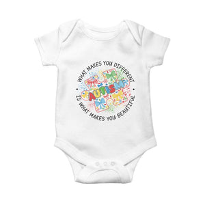 Funny Autism Awareness What Makes You Different Is What Makes You Beautiful Baby Onesie Coquette Puzzle TS11 White Print Your Wear