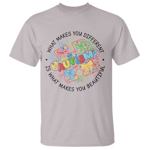 Funny Autism Awareness What Makes You Different Is What Makes You Beautiful T Shirt Coquette Puzzle TS11 Ice Gray Print Your Wear