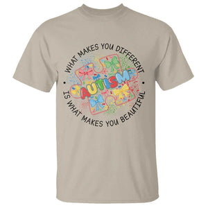 Funny Autism Awareness What Makes You Different Is What Makes You Beautiful T Shirt Coquette Puzzle TS11 Sand Print Your Wear