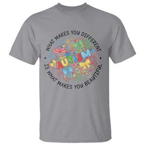 Funny Autism Awareness What Makes You Different Is What Makes You Beautiful T Shirt Coquette Puzzle TS11 Sport Gray Print Your Wear