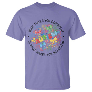 Funny Autism Awareness What Makes You Different Is What Makes You Beautiful T Shirt Coquette Puzzle TS11 Violet Print Your Wear