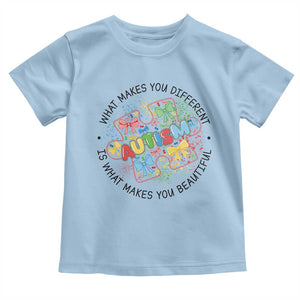 Funny Autism Awareness What Makes You Different Is What Makes You Beautiful Toddler T Shirt Coquette Puzzle TS11 Light Blue Print Your Wear