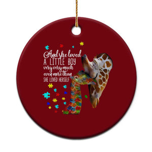 And She Loved A Little Boy Very Much Even More Than She Loved Herself Ceramic Ornament Autism Awareness Giraffes TS11 1pc Red Print Your Wear