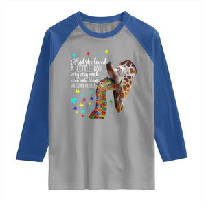 And She Loved A Little Boy Very Much Even More Than She Loved Herself Raglan Shirt Autism Awareness Giraffes TS11 Sport Gray Royal Print Your Wear