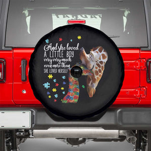 And She Loved A Little Boy Very Much Even More Than She Loved Herself Spare Tire Cover Autism Awareness Giraffes TS11 Black Print Your Wear