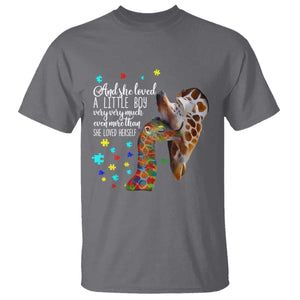 And She Loved A Little Boy Very Much Even More Than She Loved Herself T Shirt Autism Awareness Giraffes TS11 Charcoal Print Your Wear