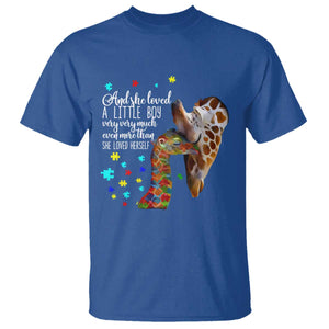 And She Loved A Little Boy Very Much Even More Than She Loved Herself T Shirt Autism Awareness Giraffes TS11 Royal Blue Print Your Wear
