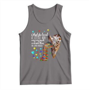 And She Loved A Little Boy Very Much Even More Than She Loved Herself Tank Top Autism Awareness Giraffes TS11 Deep Heather Print Your Wear