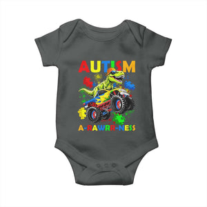 Funny Autism Awareness Dinosaur Baby Onesie Autism Arawrrness Monster Truck Puzzle Pieces TS11 Dark Heather Print Your Wear
