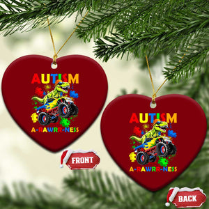 Funny Autism Awareness Dinosaur Ceramic Ornament Autism Arawrrness Monster Truck Puzzle Pieces TS11 Print Your Wear
