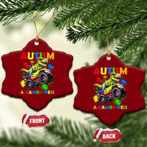 Funny Autism Awareness Dinosaur Ceramic Ornament Autism Arawrrness Monster Truck Puzzle Pieces TS11 Print Your Wear