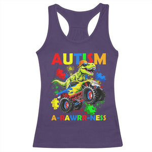 Funny Autism Awareness Dinosaur Racerback Tank Top Autism Arawrrness Monster Truck Puzzle Pieces TS11 Purple Print Your Wear