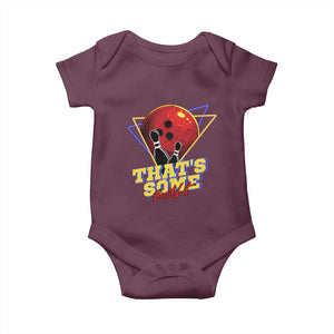 80s Bowling Baby Onesie That's Some Bowlshit Neon Retro Ball Pins Strike Spilt TS11 Maroon Print Your Wear