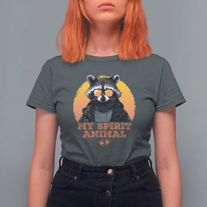 Funny Raccoon T Shirt For Women My Spirit Animal Cute Trash Panda TS11 Dark Heather Print Your Wear
