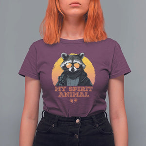 Funny Raccoon T Shirt For Women My Spirit Animal Cute Trash Panda TS11 Maroon Print Your Wear