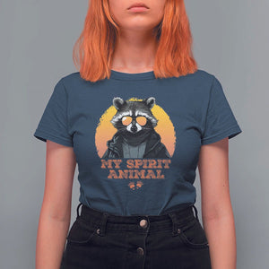 Funny Raccoon T Shirt For Women My Spirit Animal Cute Trash Panda TS11 Navy Print Your Wear