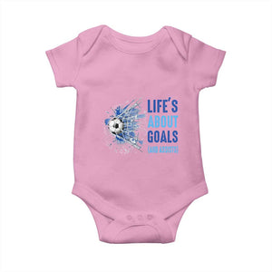 Soccer Lover Baby Onesie Life's About Goals And Assists Coach TS11 Light Pink Print Your Wear