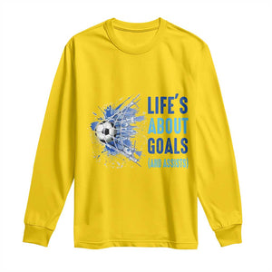 Soccer Lover Long Sleeve Shirt Life's About Goals And Assists Coach TS11 Daisy Print Your Wear
