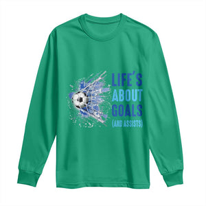 Soccer Lover Long Sleeve Shirt Life's About Goals And Assists Coach TS11 Irish Green Print Your Wear