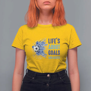 Soccer Lover T Shirt For Women Life's About Goals And Assists Coach TS11 Daisy Print Your Wear