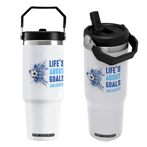 Soccer Lover Flip Straw Tumbler Life's About Goals And Assists Coach TS11 One Size: 30 oz White Print Your Wear