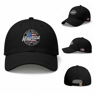 America 250 Years 1776 2026 Baseball Cap 250th Anniversary USA Vintage USA Flag TS11 Baseball Cap Universal Fit Black Print Your Wear