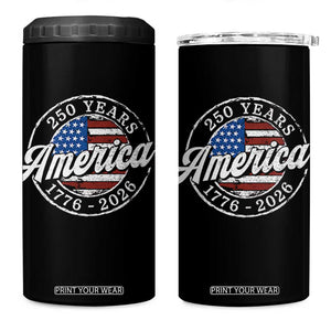 America 250 Years 1776 2026 4 in 1 Can Cooler Tumbler 250th Anniversary USA Vintage USA Flag