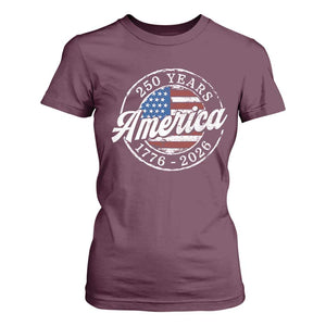 America 250 Years 1776 2026 T Shirt For Women 250th Anniversary USA Vintage USA Flag