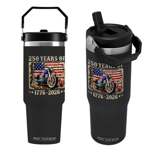250 Years Of Freedom Motorcycle Patriotic Biker 1776 2026 Flip Straw Tumbler