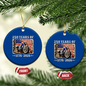 250 Years Of Freedom Motorcycle Patriotic Biker 1776 2026 Ceramic Ornament