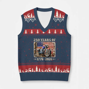 250 Years Of Freedom Motorcycle Patriotic Biker 1776 2026 V-Neck Knit Sweater Vest