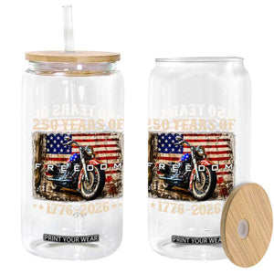250 Years Of Freedom Motorcycle Patriotic Biker 1776 2026 Glass Can