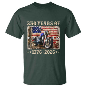250 Years Of Freedom Motorcycle Patriotic Biker 1776 2026 T Shirt