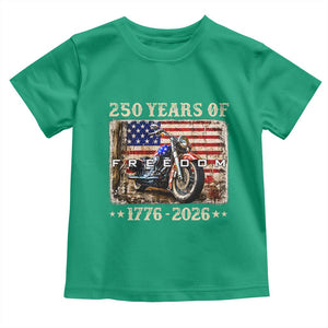 250 Years Of Freedom Motorcycle Patriotic Biker 1776 2026 Toddler T Shirt