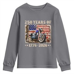 250 Years Of Freedom Motorcycle Patriotic Biker 1776 2026 Youth Sweatshirt