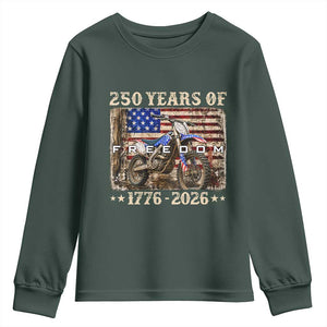 250 Years Of Freedom Dirt Bike Motocross 1776 2026 Youth Sweatshirt