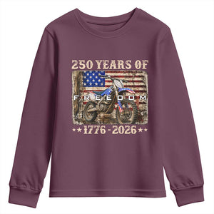 250 Years Of Freedom Dirt Bike Motocross 1776 2026 Youth Sweatshirt